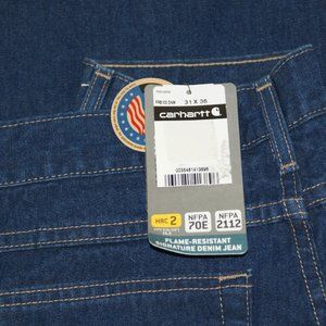 CARHARTT Men's 31x36 Flame Resistant Signature Denim Dungaree Jeans NEW